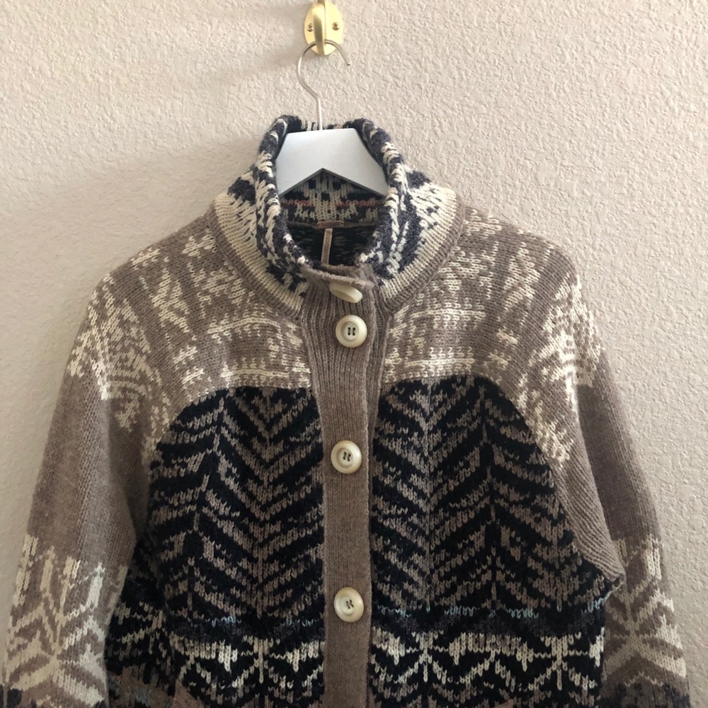 Free People Fair Isle Button Up Cardigan Sweater - Picture 3 of 5